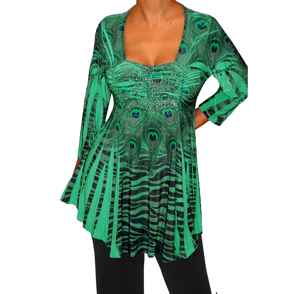 Funfash Plus Size Emerald Green Empire Waist Top